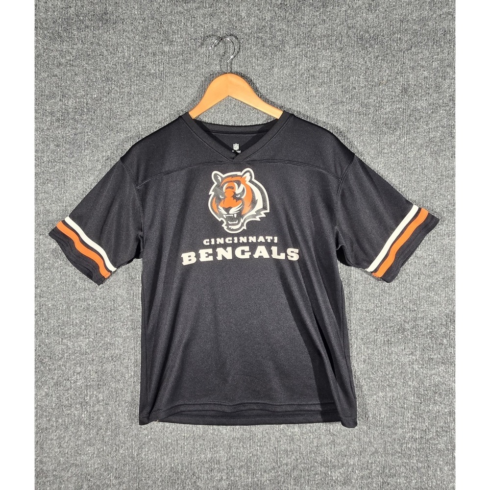 NFL Team Apparel Cincinnati Bengals Youth XL (14/16) Jersey Style T-Shirt Black
